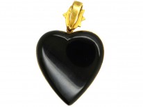 Large 18ct Gold Victorian Heart Shaped With Black Enamel & Natural Split Pearls 