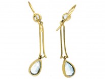 Edwardian 15ct Gold & Aquamarine Drop Earrings