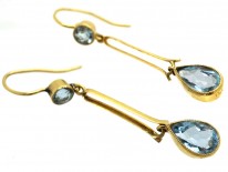 Edwardian 15ct Gold & Aquamarine Drop Earrings