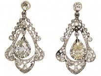 Edwardian Pear Shaped Diamond Drop Earrings