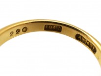 Victorian 18ct Gold, Emerald & Diamond Two Row Carved Half Hoop Ring
