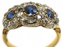 Edwardian 18ct Gold, Sapphire & Diamond Triple Cluster Ring