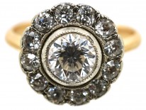 Edwardian 18ct Gold & Platinum, Diamond Cluster Ring