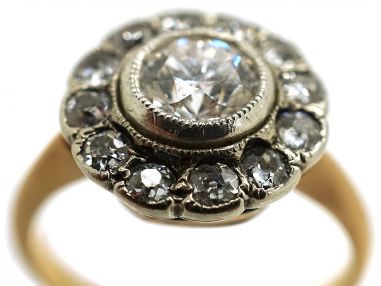 Edwardian 18ct Gold & Platinum, Diamond Cluster Ring
