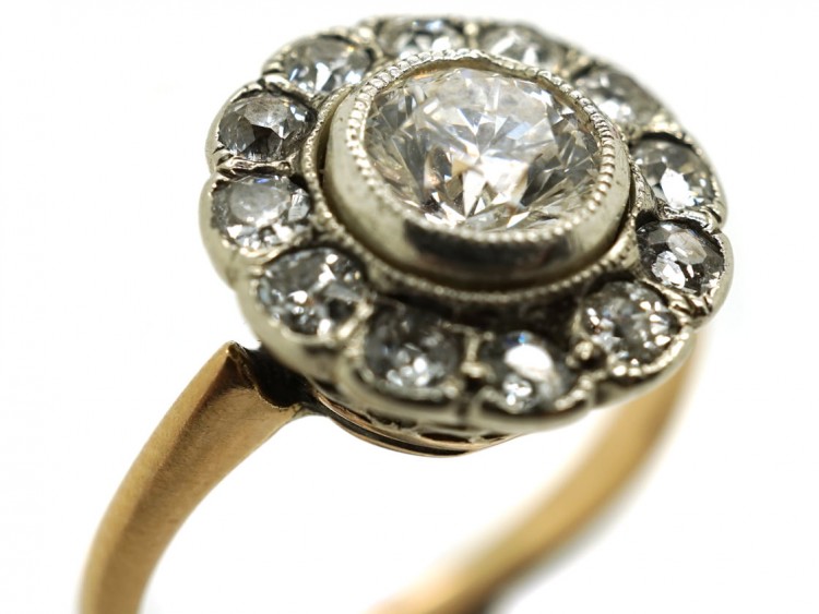 Edwardian 18ct Gold & Platinum, Diamond Cluster Ring