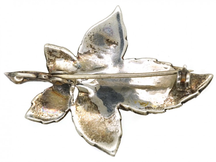 Silver & Marcasite Leaf Brooch and Pendant