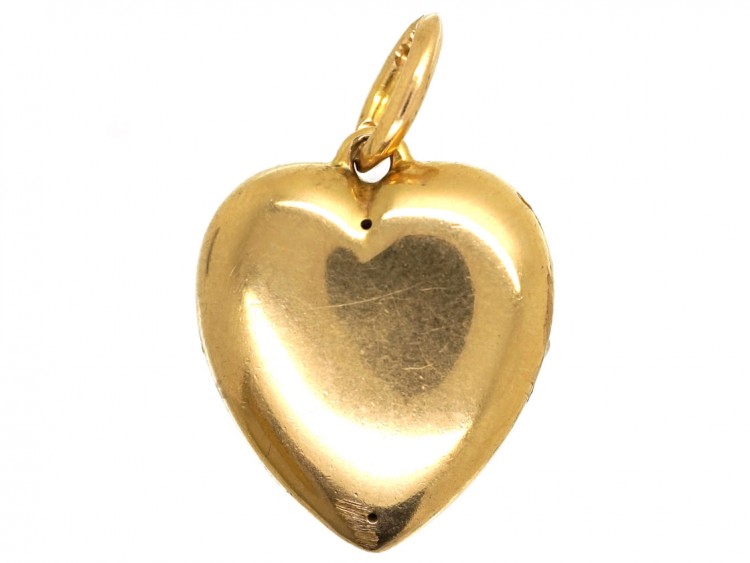 15ct Gold, Diamond & Natural Split Pearl Pave Set Heart Pendant