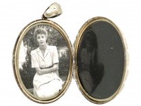 Victorian Silver Basket of Flowers Design Oval Locket