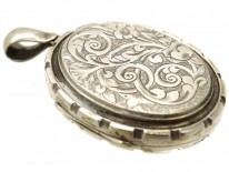 Victorian Silver Basket of Flowers Design Oval Locket