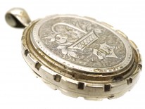 Victorian Silver Basket of Flowers Design Oval Locket