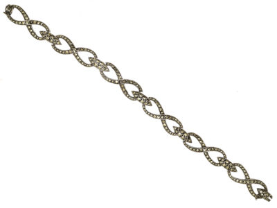 Art Deco Silver & Marcasite Figure of Eight Design Bracelet