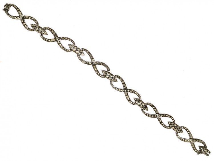 Art Deco Silver & Marcasite Figure of Eight Design Bracelet
