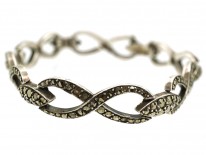 Art Deco Silver & Marcasite Figure of Eight Design Bracelet