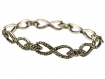 Art Deco Silver & Marcasite Figure of Eight Design Bracelet
