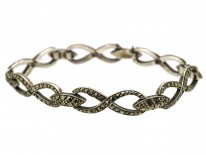Art Deco Silver & Marcasite Figure of Eight Design Bracelet