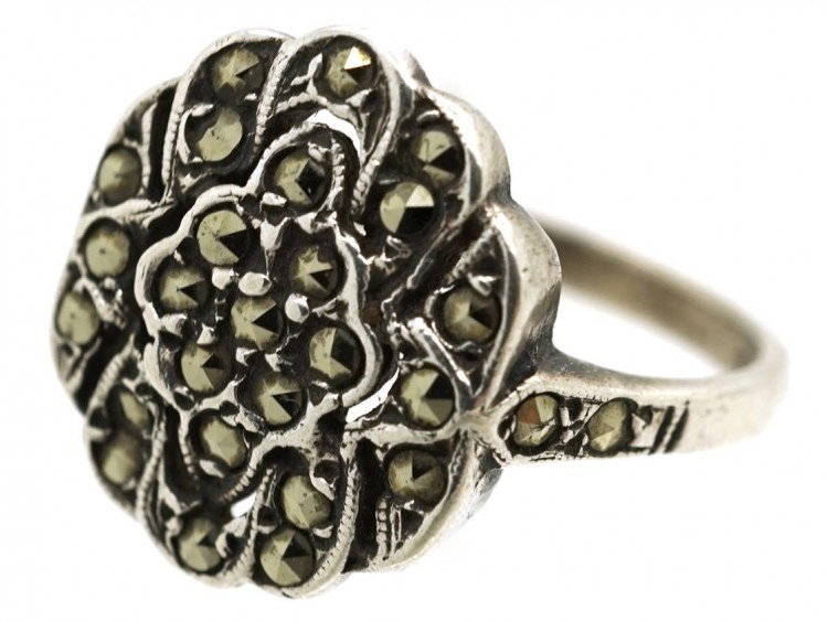 Silver & Marcasite Cluster Ring