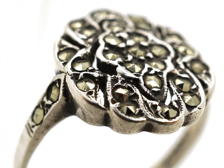 Silver & Marcasite Cluster Ring