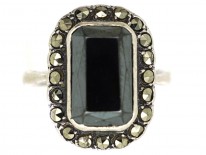 Art Deco Silver, Marcasite & Haematite Ring