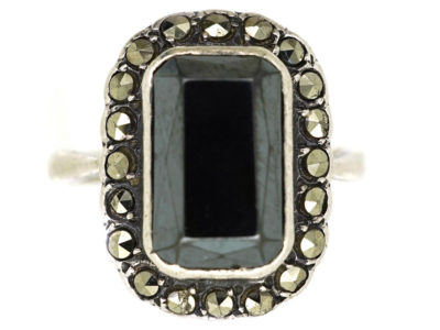 Art Deco Silver, Marcasite & Haematite Ring