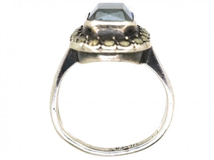 Art Deco Silver, Marcasite & Haematite Ring