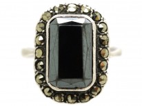 Art Deco Silver, Marcasite & Haematite Ring