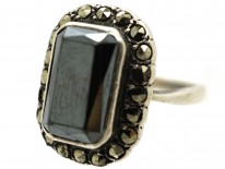 Art Deco Silver, Marcasite & Haematite Ring