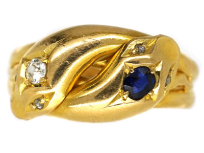 Edwardian 18ct Gold, Sapphire & Diamond Snake Ring Edwardian 18ct Gold, Sapphire & Diamond Snake Ring