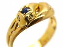 Edwardian 18ct Gold, Sapphire & Diamond Snake Ring
