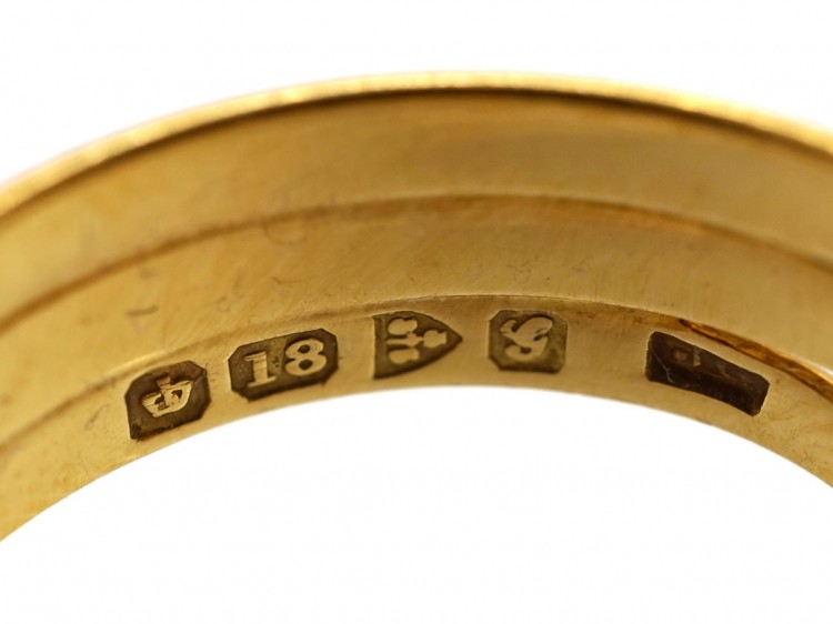 Edwardian 18ct Gold Double Snake Ring Set With Diamonds