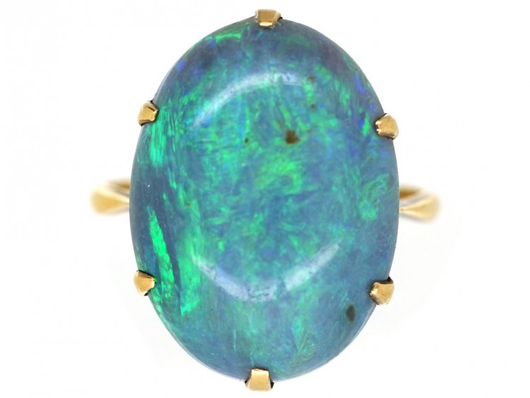 Art Deco 18ct Gold & Black Opal Ring