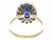 18ct White Gold, Burma Sapphire & Diamond Oval Cluster Ring