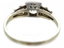 Art Deco Diamond Solitaire Ring With Diamond Set Shoulders