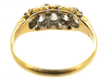 Edwardian 18ct Gold & Platinum Five Stone Diamond Cluster Ring