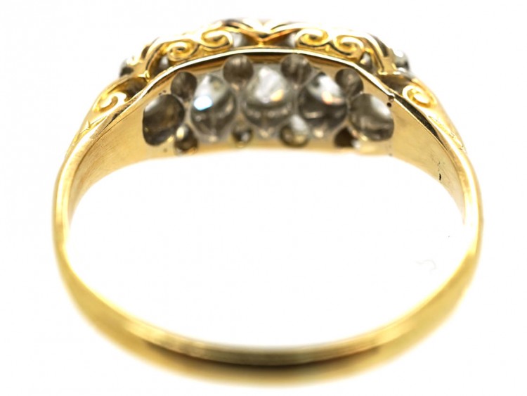 Edwardian 18ct Gold & Platinum Five Stone Diamond Cluster Ring