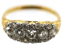 Edwardian 18ct Gold & Platinum Five Stone Diamond Cluster Ring