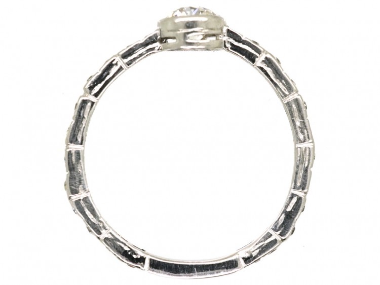 Art Deco Diamond Solitaire Ring With Diamond Set Shank