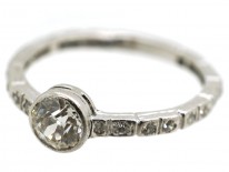 Art Deco Diamond Solitaire Ring With Diamond Set Shank