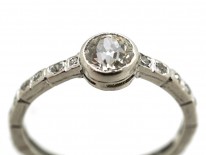 Art Deco Diamond Solitaire Ring With Diamond Set Shank