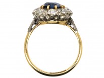 18ct Gold & Platinum, Sapphire & Diamond Oval Cluster Ring