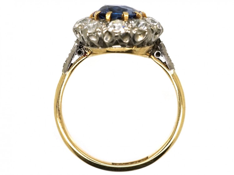 18ct Gold & Platinum, Sapphire & Diamond Oval Cluster Ring
