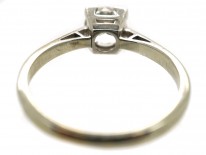 Art Deco 18ct White Gold & Platinum, Diamond Solitaire Ring in a Square Mount