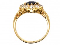 Victorian 18ct Gold, Sapphire & Diamond Oval Cluster Ring