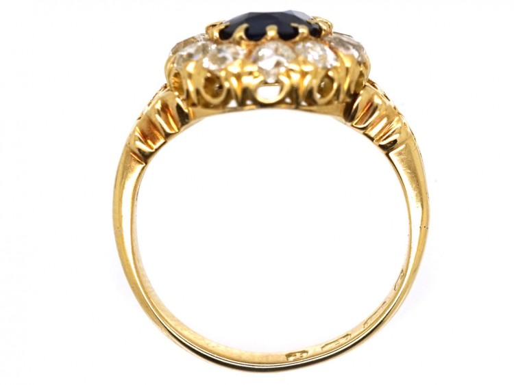 Victorian 18ct Gold, Sapphire & Diamond Oval Cluster Ring