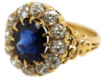 Victorian 18ct Gold, Sapphire & Diamond Oval Cluster Ring