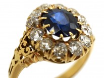 Victorian 18ct Gold, Sapphire & Diamond Oval Cluster Ring