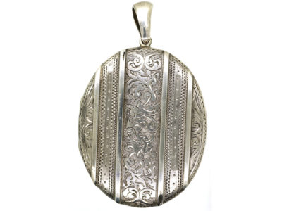Victorian Double Stripe Silver Locket