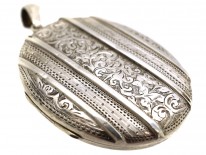 Victorian Double Stripe Silver Locket