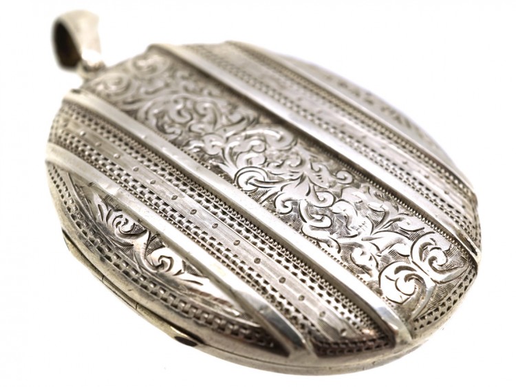 Victorian Double Stripe Silver Locket
