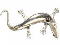 Art Deco Silver & Paste Lizard Brooch