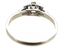 Art Deco platinum & Diamond Solitaire Ring With Diamond Set Shoulders